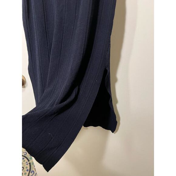 Frame Twist-Front Ribbed Navy Knit MIDI Dress Sz M - Picture 6 of 8